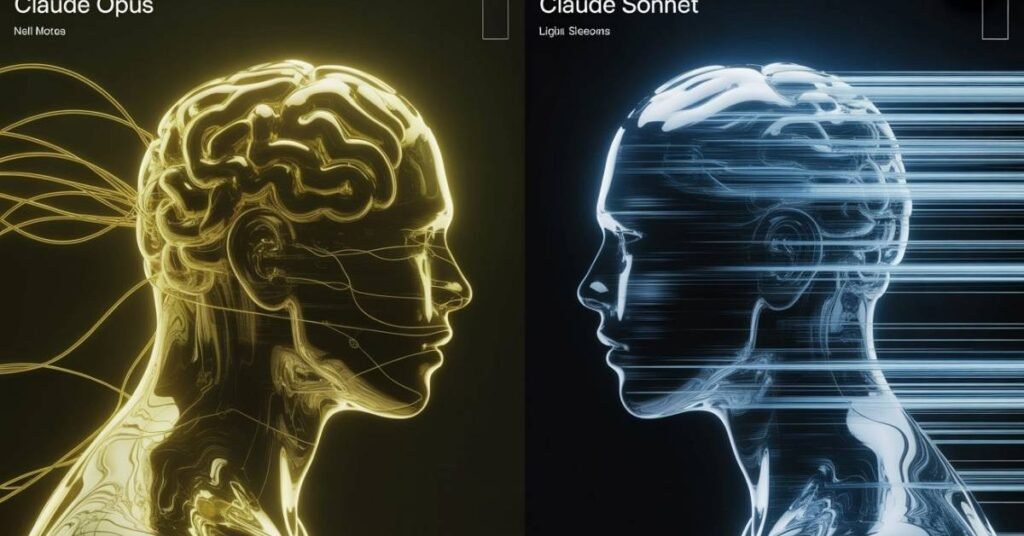 Visual comparison of Claude 4.6 Opus neural network complexity versus the high-speed data stream architecture of Claude 4.5 Sonnet.