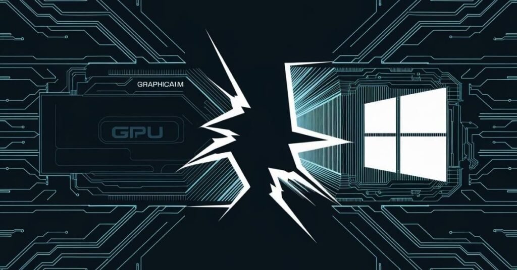 Diagram showing DirectX communication link between GPU and Windows
