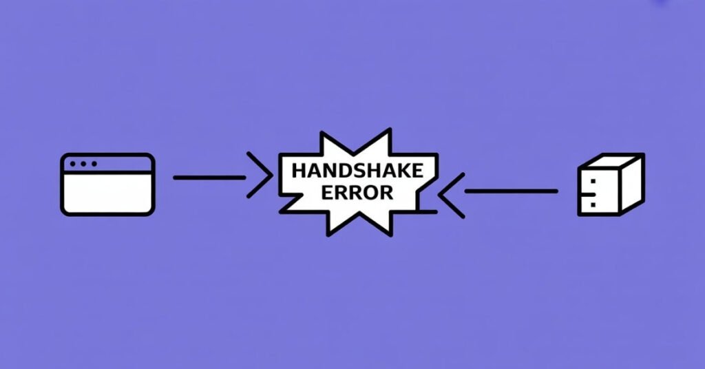 Technical flow chart diagram showing the connection handshake failure between a web browser and Twitch servers causing a reload loop.