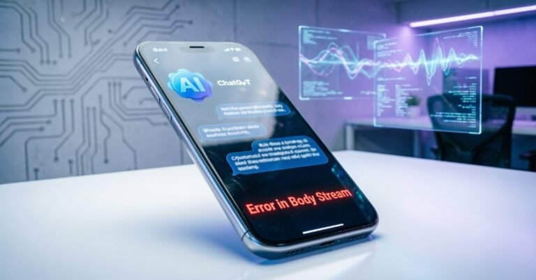 Smartphone showing ChatGPT error in body stream mobile fix.
