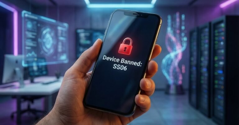 Close-up of a smartphone screen showing Snapchat Device Banned SS06 error message