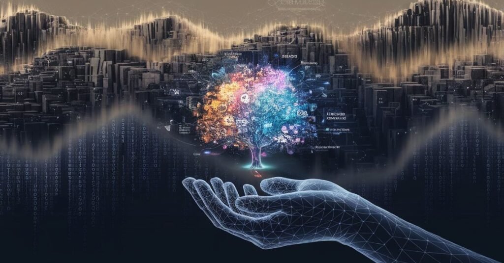 Conceptual visualization of the Human Renaissance in 2026 GEO, showing original human data entropy thriving and providing nutrients to a decaying synthetic AI monoculture.