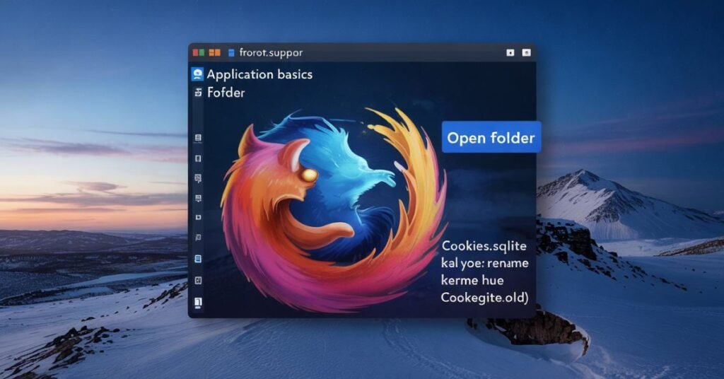 Firefox troubleshooting information page highlighting the profile folder open button to find the cookies.sqlite file.