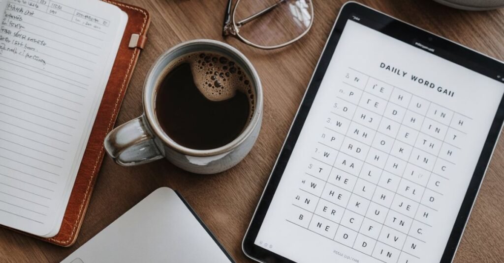 Cozy workspace with puzzle game strategies and FAQs guide