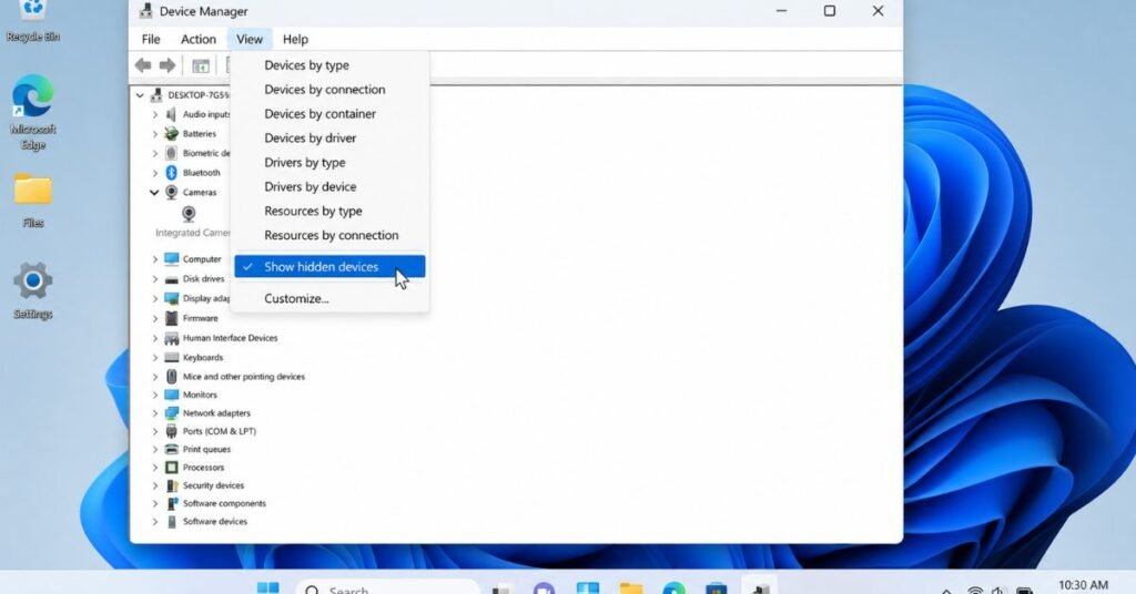 Camera privacy permissions enabled in Windows 11 to fix webcam not working or missing issues.