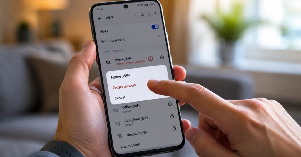Android user fixing Wi-Fi authentication problem through network settings