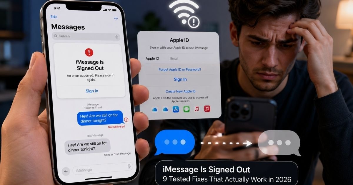 iPhone showing iMessage is signed out error with Apple ID sign-in prompt