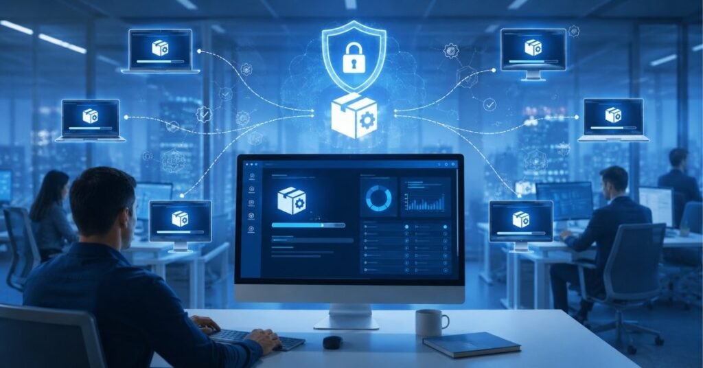 Chrome Enterprise MSI deployment across multiple business devices using centralized IT management