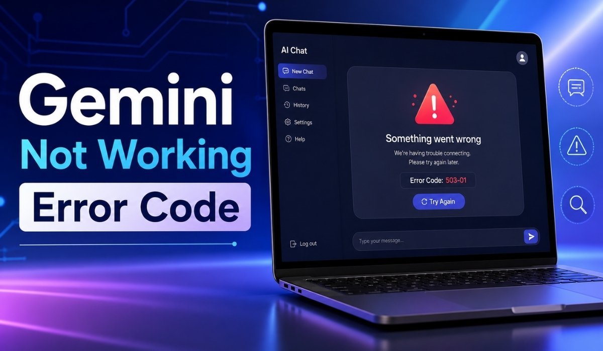 Gemini not working error code shown on AI chatbot screen